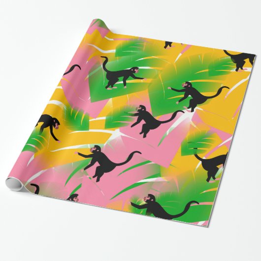 Vintages Monkey-Muster Geschenkpapier (Ungerollt)
