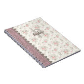 Vintages Monogram Floral Design Pink-Notebook Notizblock (Rechte Seite)