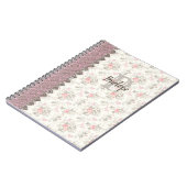 Vintages Monogram Floral Design Pink-Notebook Notizblock (Linke Seite)