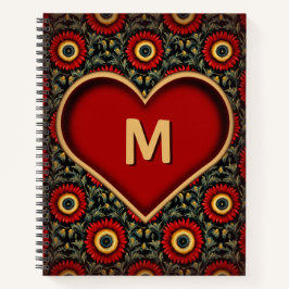 Vintages Monogram-Heart-Notebook mit benutzerdefin Notizblock