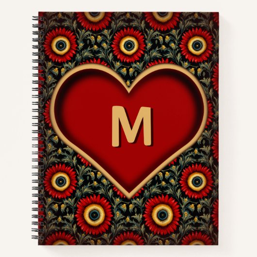 Vintages Monogram-Heart-Notebook mit benutzerdefin Notizblock (Vorderseite)