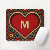 Vintages Monogram-Herzmousepad mit individueller R Mousepad (Mit Mouse)