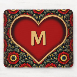 Vintages Monogram-Herzmousepad mit individueller R Mousepad