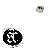 Vintages Monogram Logo Signature Circle Text Skrip Gummistempel (Stempel)