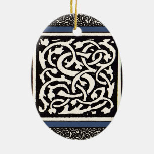Vintages Monogram S Art Nouveau Keramikornament