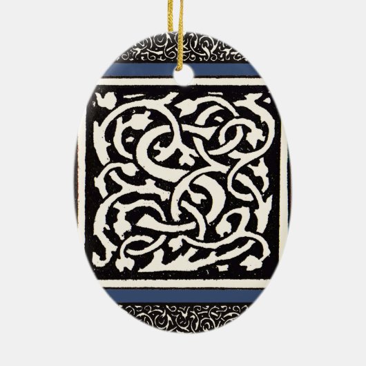 Vintages Monogram S Art Nouveau Keramikornament (Hinten)