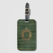 Vintages Monogram Wappen Music Manuskript Green Go Gepäckanhänger (Vorderseite Vertikal)