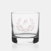 Vintages Monogramm aus roten Skizzen Whiskyglas (Vorderseite)