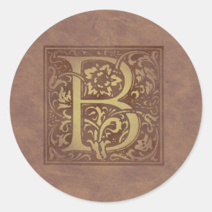 Vintages Monogramm B Runder Aufkleber