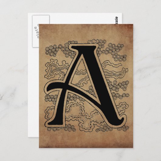 Vintages Monogramm: Buchstabe A Postkarte (Vorne/Hinten)