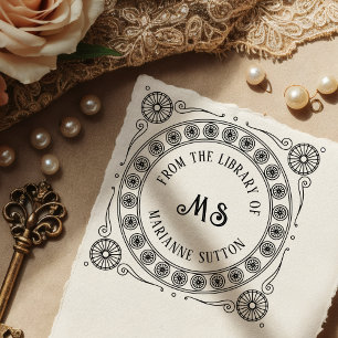 Vintages Monogramm-Buchzeichen "Aus der Bibliothek Gummistempel