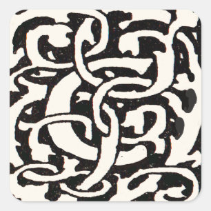Vintages Monogramm C Jugendstil Quadratischer Aufkleber