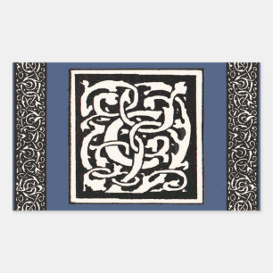 Vintages Monogramm C Jugendstil Rechteckiger Aufkleber