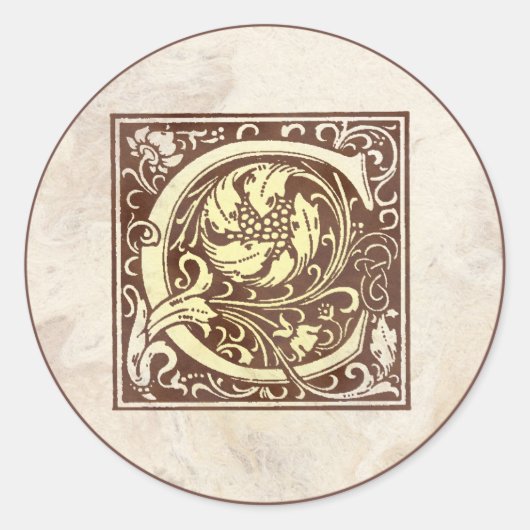 Vintages Monogramm C Runder Aufkleber (Vorderseite)
