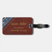 Vintages Monogramm-Denim und Leder Gepäckanhänger (Rückseite horizontal)