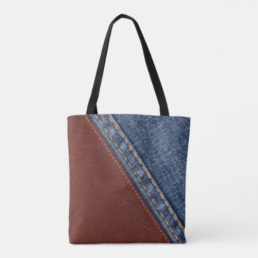 Vintages Monogramm-Denim und Leder Tasche (Rückseite)