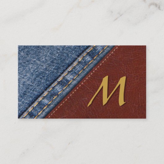 Vintages Monogramm-Denim und Leder Visitenkarte (Vorderseite)