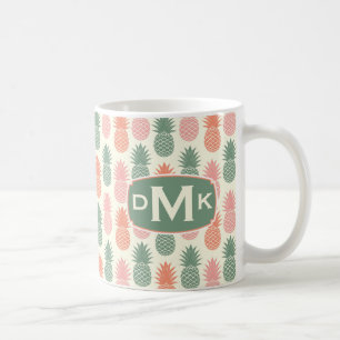 Vintages Monogramm des Ananas-Muster- Kaffeetasse