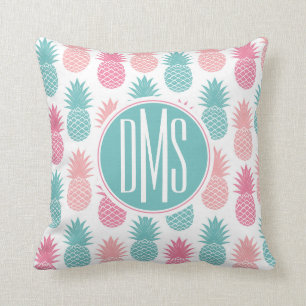 Vintages Monogramm des Ananas-Muster-  Kissen