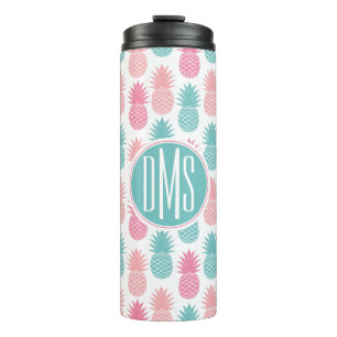 Vintages Monogramm des Ananas-Muster- Thermosbecher