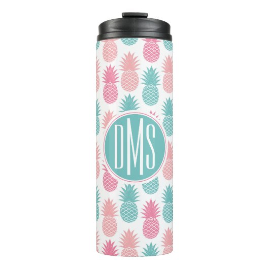 Vintages Monogramm des Ananas-Muster-| Thermosbecher (Vorderseite)