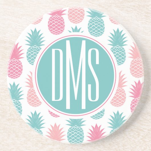 Vintages Monogramm des Ananas-Muster-| Untersetzer (Vorne)