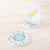 Vintages Monogramm des Ananas-Muster-| Untersetzer (Seite)