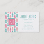 Vintages Monogramm des Ananas-Muster-| Visitenkarte (Vorderseite)
