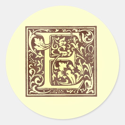 Vintages Monogramm E Runder Aufkleber (Vorderseite)