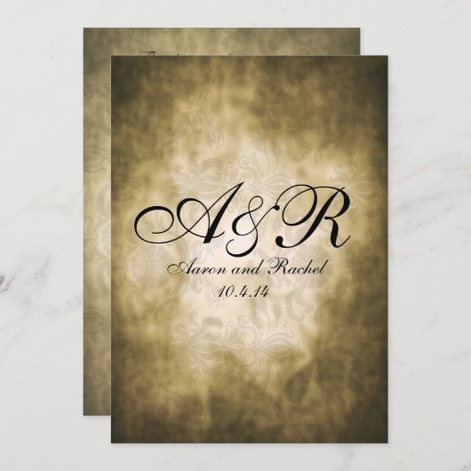 Vintages Monogramm Einladung (Vorne/Hinten)