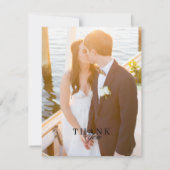 Vintages Monogramm elegant Schwarz/Weiß-Leere Dankeskarte (Rückseite)