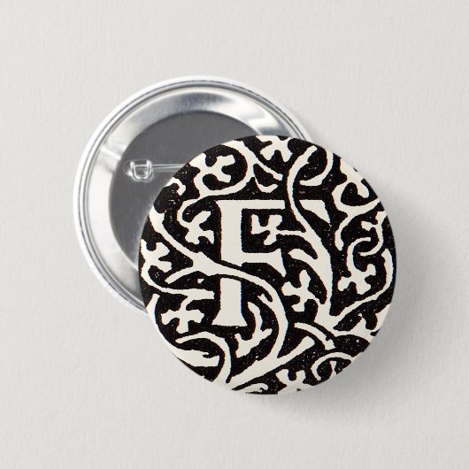 Vintages Monogramm F Art Nouveau Button (Vorne & Hinten)
