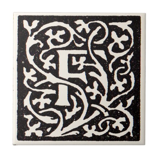 Vintages Monogramm F Art Nouveau Fliese (Vorderseite)