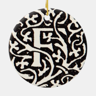 Vintages Monogramm F Art Nouveau Keramik Ornament