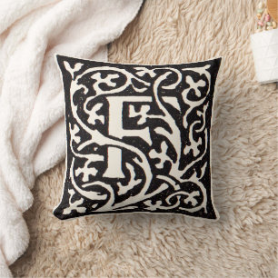 Vintages Monogramm F Art Nouveau Kissen