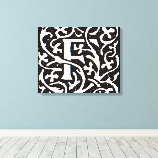 Vintages Monogramm F Art Nouveau Leinwanddruck (Insitu (Holzboden))