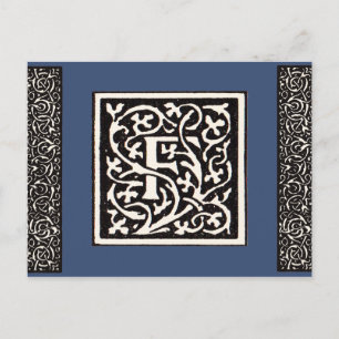 Vintages Monogramm F Art Nouveau Postkarte