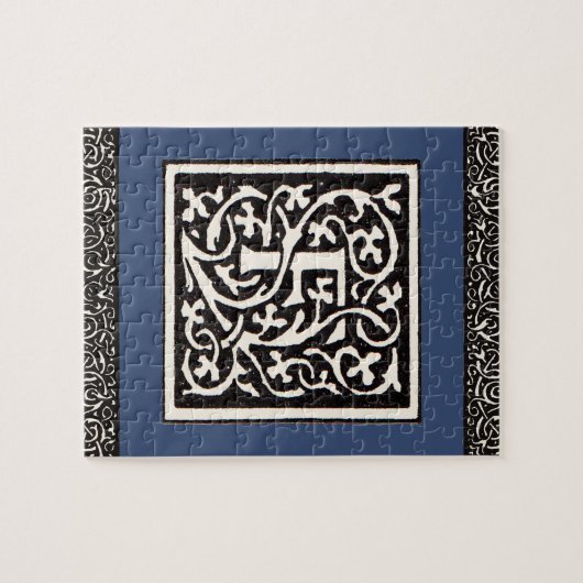 Vintages Monogramm F Art Nouveau Puzzle (Horizontal)