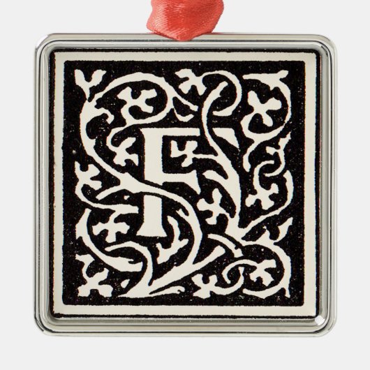 Vintages Monogramm F Art Nouveau Silbernes Ornament (Vorne)