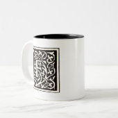 Vintages Monogramm F Art Nouveau Zweifarbige Tasse (Vorderseite Links)