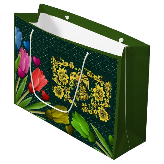 Vintages Monogramm Große Geschenktüte (Vorderseite Schrägansicht)