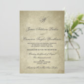 Vintages Monogramm | Hochzeitsfeier Einladung (Stehend Vorderseite)