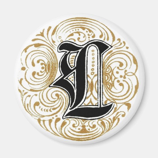 Vintages Monogramm "L" in Gold Magnet (Vorne)