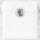 Vintages Monogramm "L" in Grau Runder Aufkleber (Tasche)