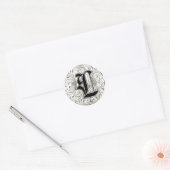 Vintages Monogramm "L" in Grau Runder Aufkleber (Umschlag)