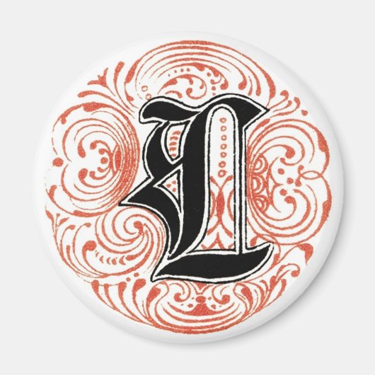 Vintages Monogramm "L" rot Magnet (Vorne)