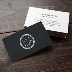 Vintages Monogramm-Logo   Golf Pro oder Instructor Visitenkarte