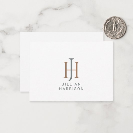 Vintages Monogramm-Logo Mitteilungskarte (Vorderseite/Rückseite Beispiel)