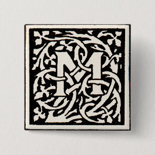 Vintages Monogramm M Art Nouveau Button