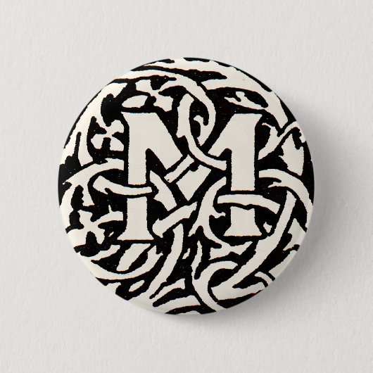 Vintages Monogramm M Art Nouveau Button (Vorderseite)